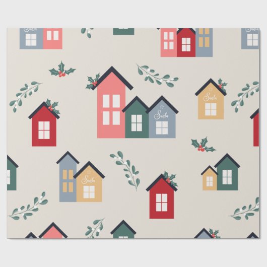 Kerstfeest met feestelijke feestdag cadeaupapier (Vlak)