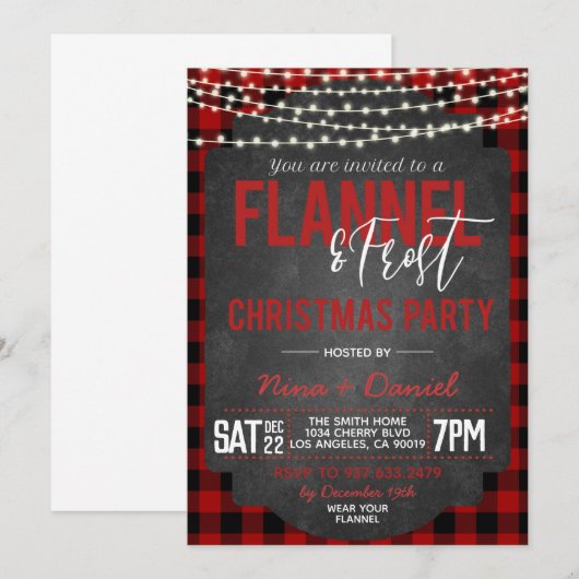 Kerstfeest met flatel en vorst kaart (Voorkant / Achterkant)