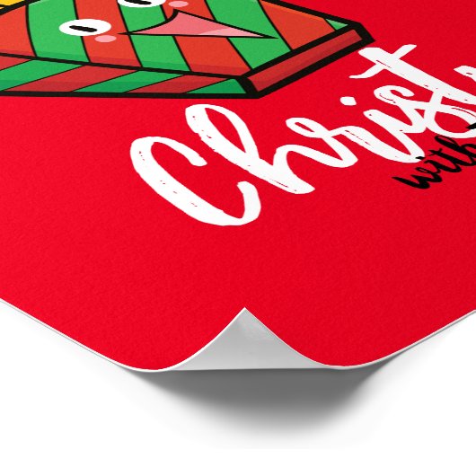  kerstfeest met franse frietjes poster (Hoek)