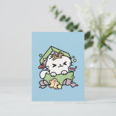 Kerstfeest met Gesponnen-ty Time Cat Briefkaart (Staand voorkant)