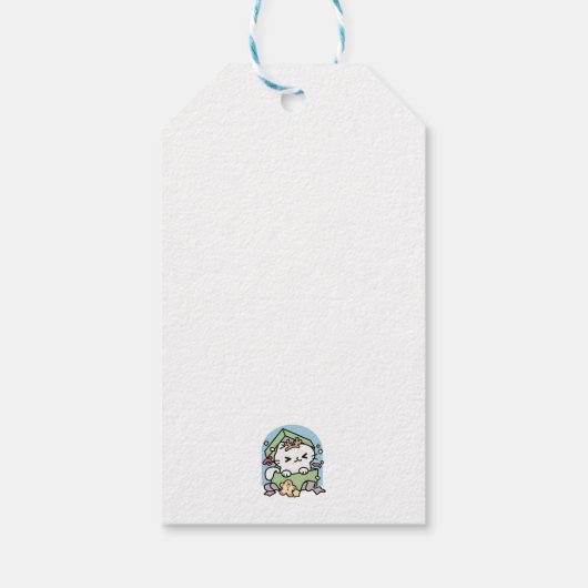 Kerstfeest met Gesponnen-ty Time Cat Cadeaulabel (Achterkant)