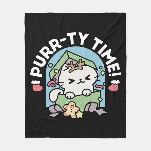 Kerstfeest met Gesponnen-ty Time Cat Fleece Deken (Voorkant)