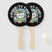 Kerstfeest met Gesponnen-ty Time Cat Handwaaier (Voorkant en achterkant)