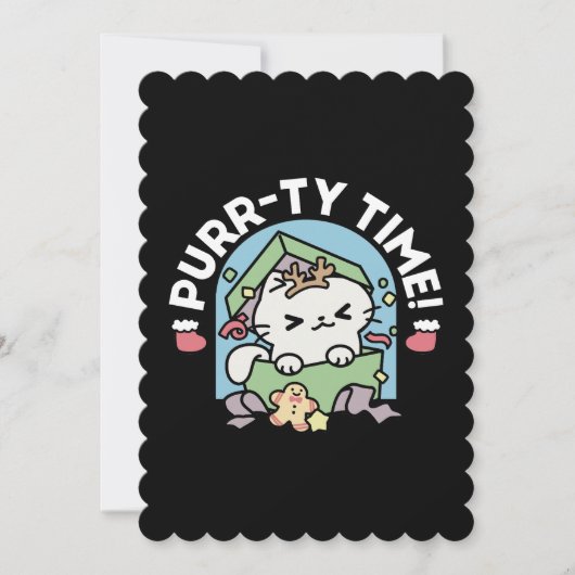 Kerstfeest met Gesponnen-ty Time Cat Kaart (Voorkant)