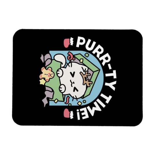 Kerstfeest met Gesponnen-ty Time Cat Magneet (Horizontaal)