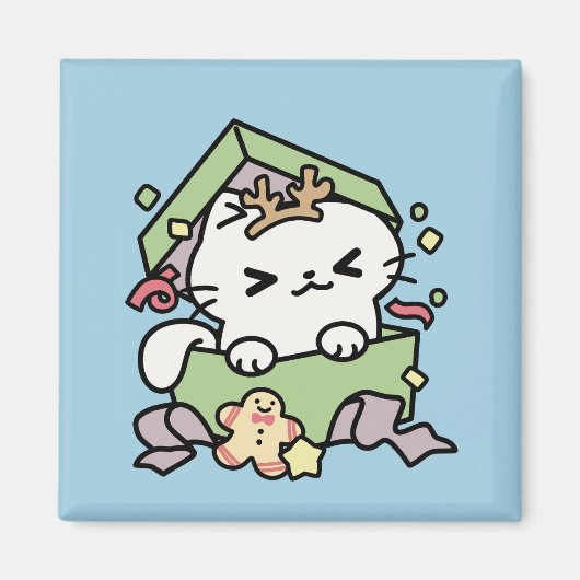 Kerstfeest met Gesponnen-ty Time Cat Magneet (Voorkant)