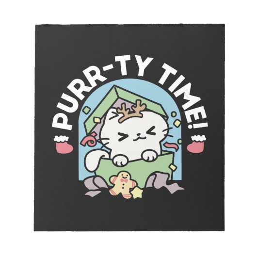 Kerstfeest met Gesponnen-ty Time Cat Notitieblok (Voorkant)