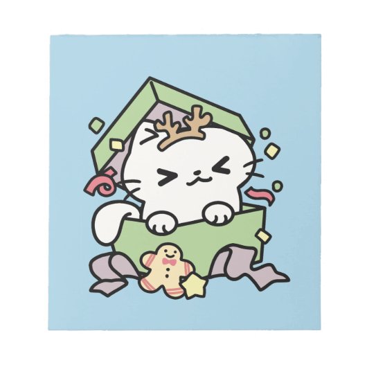 Kerstfeest met Gesponnen-ty Time Cat Notitieblok (Voorkant)