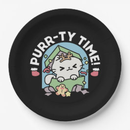 Kerstfeest met Gesponnen-ty Time Cat Papieren Bordje