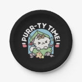 Kerstfeest met Gesponnen-ty Time Cat Papieren Bordje (Voorkant)