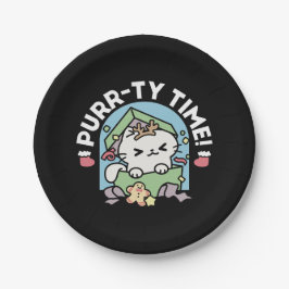 Kerstfeest met Gesponnen-ty Time Cat Papieren Bordje