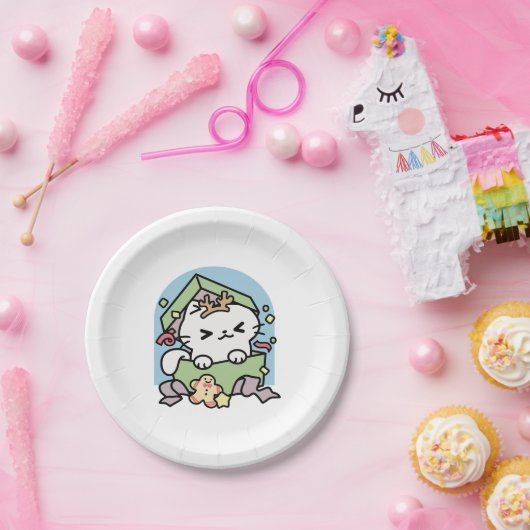 Kerstfeest met Gesponnen-ty Time Cat Papieren Bordje (Feest)
