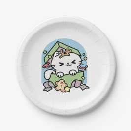 Kerstfeest met Gesponnen-ty Time Cat Papieren Bordje