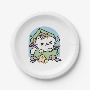 Kerstfeest met Gesponnen-ty Time Cat Papieren Bordje