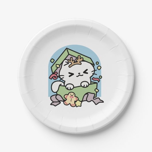 Kerstfeest met Gesponnen-ty Time Cat Papieren Bordje (Voorkant)