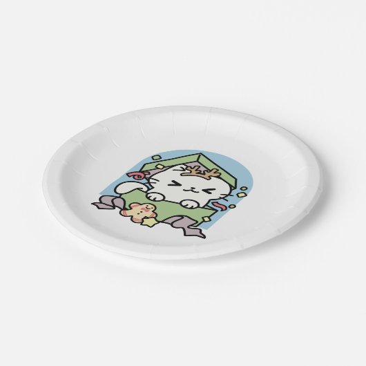 Kerstfeest met Gesponnen-ty Time Cat Papieren Bordje (Gekanteld)