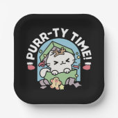 Kerstfeest met Gesponnen-ty Time Cat Papieren Bordje (Voorkant)