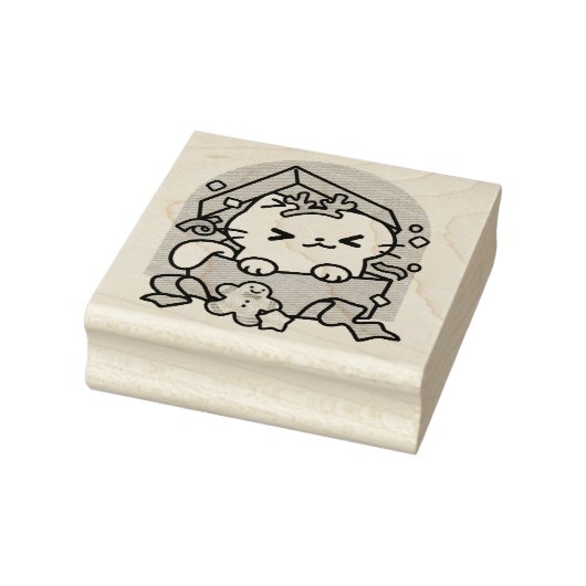 Kerstfeest met Gesponnen-ty Time Cat Rubberstempel (Stempel)