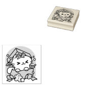 Kerstfeest met Gesponnen-ty Time Cat Rubberstempel (Gestempeld)