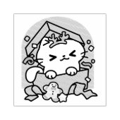 Kerstfeest met Gesponnen-ty Time Cat Rubberstempel (Afrduk)