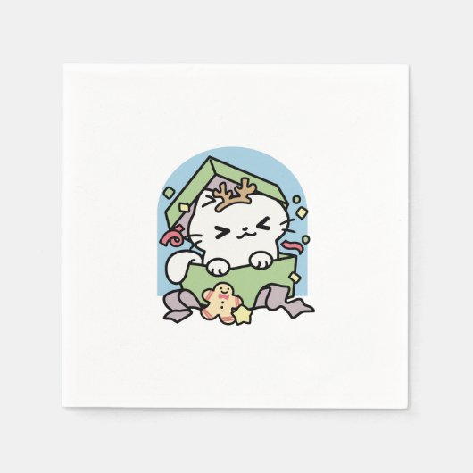 Kerstfeest met Gesponnen-ty Time Cat Servet (Voorkant)