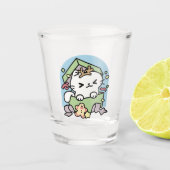 Kerstfeest met Gesponnen-ty Time Cat Shot Glas (Voorkant)