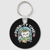 Kerstfeest met Gesponnen-ty Time Cat Sleutelhanger (Voorkant)