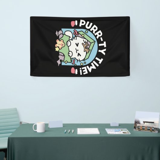 Kerstfeest met Gesponnen-ty Time Cat Spandoek (Beurs)