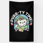 Kerstfeest met Gesponnen-ty Time Cat Spandoek (Verticaal)