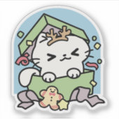 Kerstfeest met Gesponnen-ty Time Cat Sticker (Voorkant)