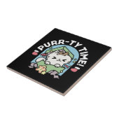 Kerstfeest met Gesponnen-ty Time Cat Tegeltje (Zijkant)