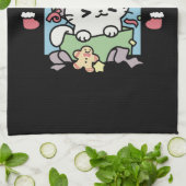 Kerstfeest met Gesponnen-ty Time Cat Theedoek (Gevouwen)