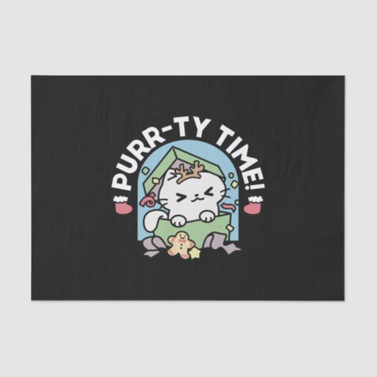 Kerstfeest met Gesponnen-ty Time Cat Tissuepapier (Voorkant)