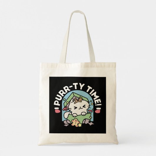 Kerstfeest met Gesponnen-ty Time Cat Tote Bag (Achterkant)