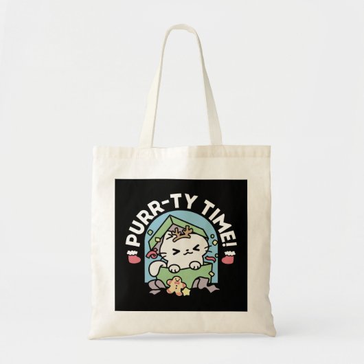 Kerstfeest met Gesponnen-ty Time Cat Tote Bag (Voorkant)