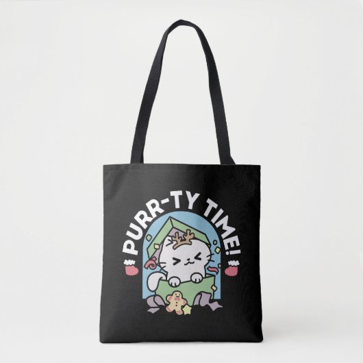 Kerstfeest met Gesponnen-ty Time Cat Tote Bag (Voorkant)