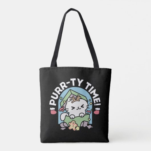 Kerstfeest met Gesponnen-ty Time Cat Tote Bag (Achterkant)