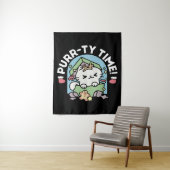 Kerstfeest met Gesponnen-ty Time Cat Wandkleed (In situ)