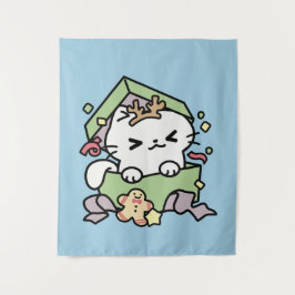 Kerstfeest met Gesponnen-ty Time Cat Wandkleed