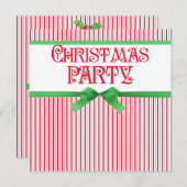 kerstfeest met gestreept lassy vierkant lint kaart (Voorkant / Achterkant)