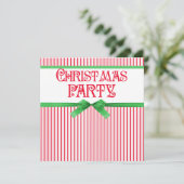 kerstfeest met gestreept lassy vierkant lint kaart (Staand voorkant)