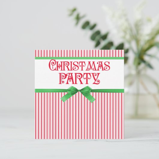 kerstfeest met gestreept lassy vierkant lint kaart (Staand voorkant)