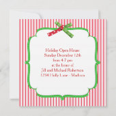 kerstfeest met gestreept lassy vierkant lint kaart (Achterkant)