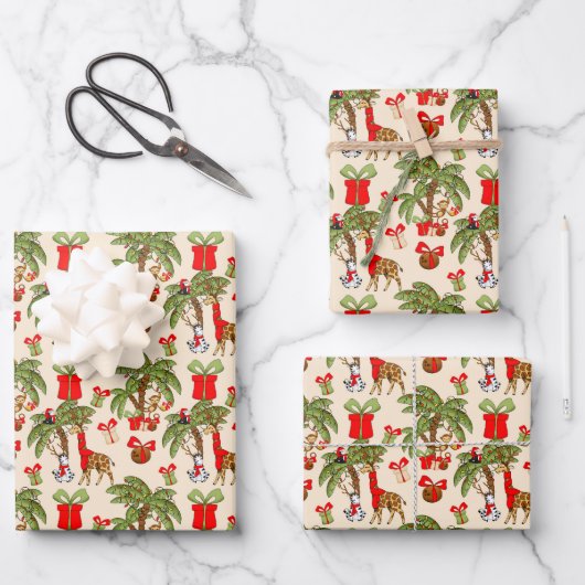 kerstfeest met gevlekt Oerwoud Inpakpapier Vel (Voorkant)