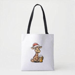 Kerstfeest met Giraffe _ Xmas Funny Party Tote Bag