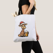 Kerstfeest met Giraffe _ Xmas Funny Party Tote Bag (Dichtbij)