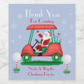 Kerstfeest met Golf Cart Dank je Wijn Etiket (Enkel label)