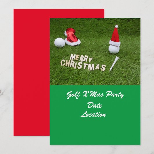 Kerstfeest met golfbal en Santa Hat Kaart (Voorkant / Achterkant)