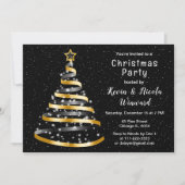 Kerstfeest met gouden en zwarte lint kaart (Voorkant)