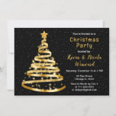 Kerstfeest met gouden en zwarte lint kaart (Voorkant)